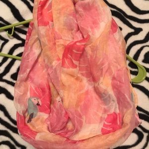 Palm leaf and parrot infinity scarf